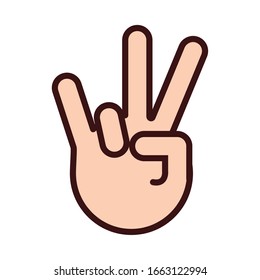 three hand signal line and fill style vector illustration design