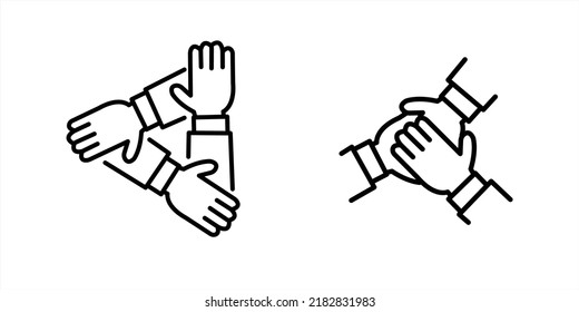 Three Hand Vector Icon Teamwork Symbol Stock Vector (Royalty Free ...