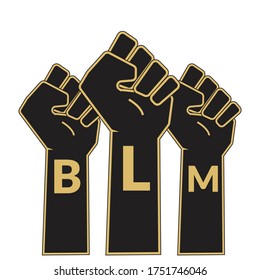 Three Hands With BLM Words For Black Lives Matter Vector Design