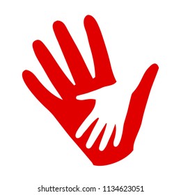 Three Hands On Hands Charity Icon Stock Vector (Royalty Free) 1043315998