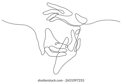 three hands protection line art continuous drawing handdrawn minimalist decorative