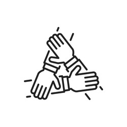 Three Hands Support Each Other, Concept Of Teamwork, Icon Vector