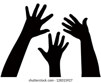 three hands together, vector