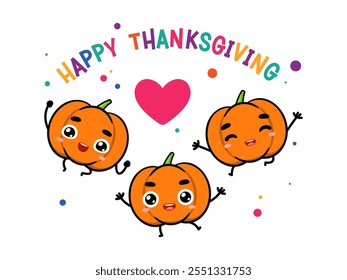 the Three Happy pumpkins. Isolated Vector Illustration