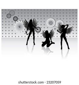 Three harpy with gear and tools
