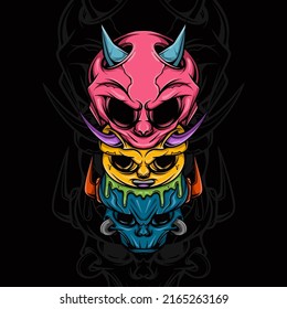 THREE HEAD DEVIL VECTOR ILLUSTRATION