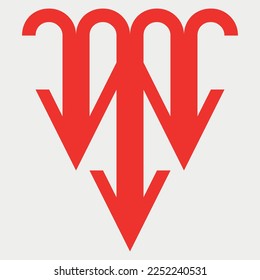Three Head Directional Arrow Symbol vector illustration