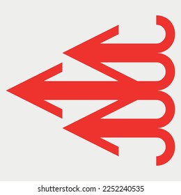 Three Head Directional Arrow Symbol vector illustration