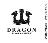 three head dragon logo design illustration