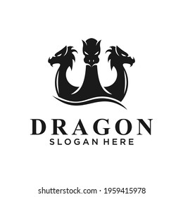 three head dragon logo design illustration