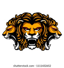 Three head lion mascot