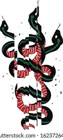 THREE HEAD OF SNAKE ILLUSTRATION FOR T-SHIRT OR CLOTHING