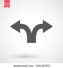 Three Headed Arrow Icon in trendy flat style isolated on grey background. Arrow symbol for your web site design, logo, app, UI. Vector illustration, EPS10 .