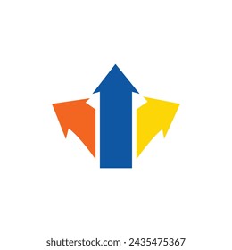 Icono de flecha de tres cabezas en estilo plano de moda aislado sobre fondo gris. Símbolo de flecha para el diseño de su sitio web, logotipo, aplicación, UI. Ilustración vectorial 6 7 7
