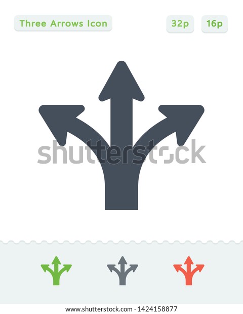 Three Headed Arrow - Sticker Icons. A professional,\
pixel aligned icon.