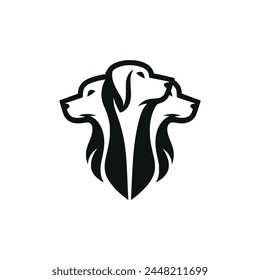 three headed dog logo vector illustration template design