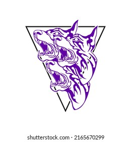 three headed dog vector illustration