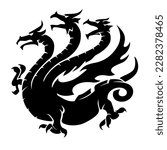 Three Headed Dragon Sigil, Silhouette Illustration