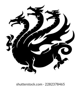 Three Headed Dragon Sigil, Silhouette Illustration