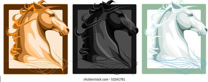 Three horse’s heads