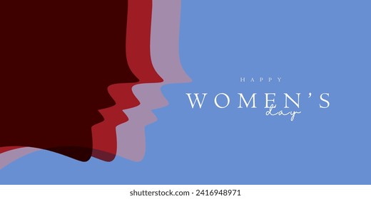 Three heads of difference women in the world, the International women day concepts, 8th march, vector illustration banner, backdrop, web banner