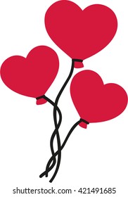 Three Heart balloons