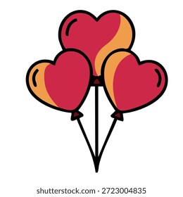 Tres globos del corazón que vuelan para la fiesta de sorpresa romántica y el acontecimiento del día de San Valentín