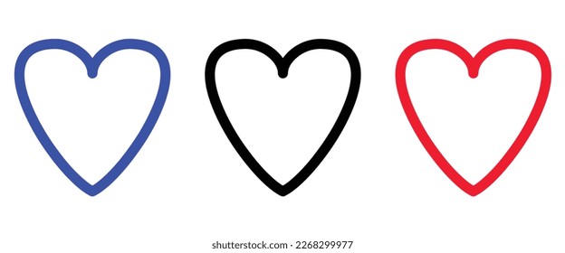 Three Heart icon on the white background. Vector illustration. Computer digital drawing.