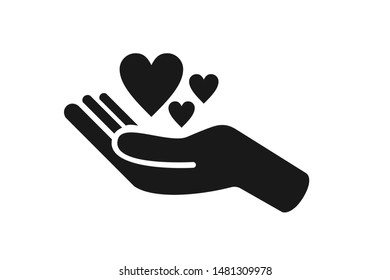 Three heart on the hand vector 