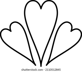 Three Heart Outline Icon Vector 