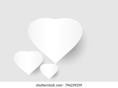 Three heart paper cut vector art and illustration with white background. Valentines's day concept.