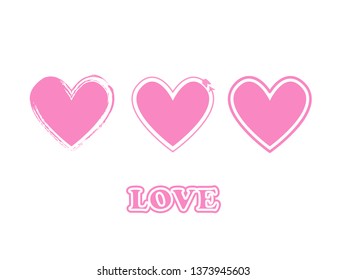 three heart with white background, valentine's Day