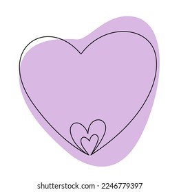 Tres corazones dibujados con una línea continua. Ilustración del vector 