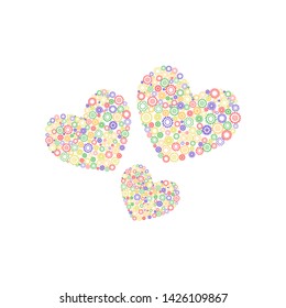 Three hearts of gears on white background