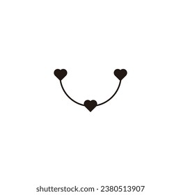 Símbolo geométrico de tres corazones simple vector logo