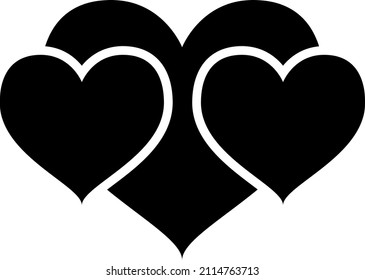 Vector de iconos glifos de tres corazones