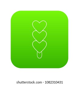 Three hearts ice cream icon green vector isolated on white background