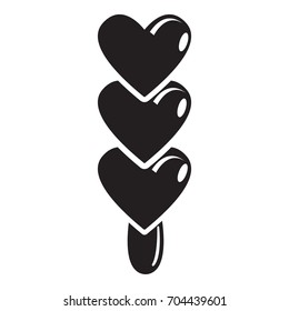 Three hearts ice cream icon. Simple illustration of three hearts ice cream vector icon for web