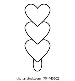 Three hearts ice cream icon. Outline illustration of three hearts ice cream vector icon for web