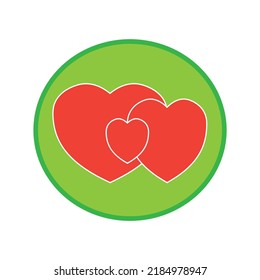 Three Hearts Icon On A Green Circle, A Symbol Of Family, Love, Happiness. An Isolated Icon For A Website Or Application Is A Stock Infographic.