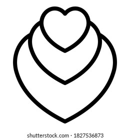 Three hearts icon. Outline three hearts vector icon for web design isolated on white background