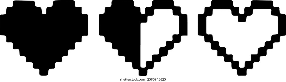 three hearts icon that have different colors inside