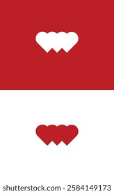 Three hearts joined together to create an icon or identity element