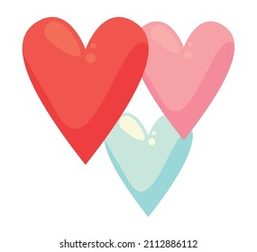 three hearts love romantic icons
