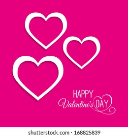 three hearts on a pink background