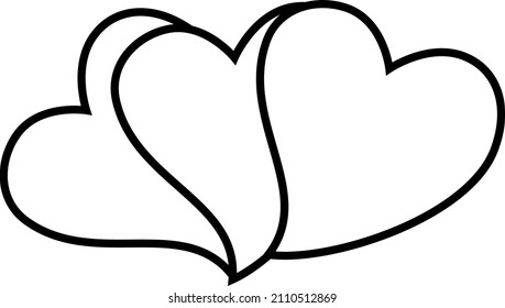 Three Hearts Outline Icon Vector