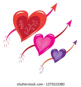 Three hearts pierced with arrows