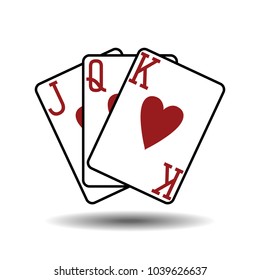 Three hearts playing cards vector illustration