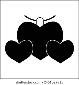 three hearts silhouette illustration vector design in black and white. suitable for logos, icons, posters, advertisements, banners, companies, t-shirt designs, stickers, websites.