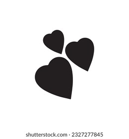 Three hearts silhouette vector art.